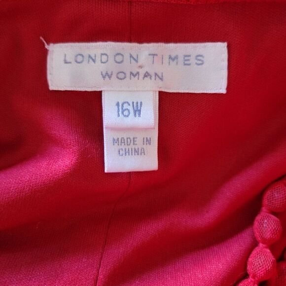 London Times Hi-Low Red Dress (Size 16W) - Picture 5 of 8
